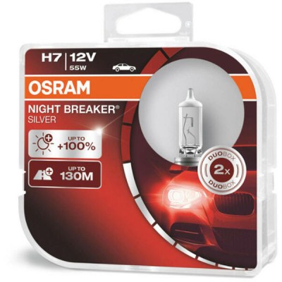 Set 2 becuri cu halogen H7 12V NIGHT BREAKER SILVER + 100%