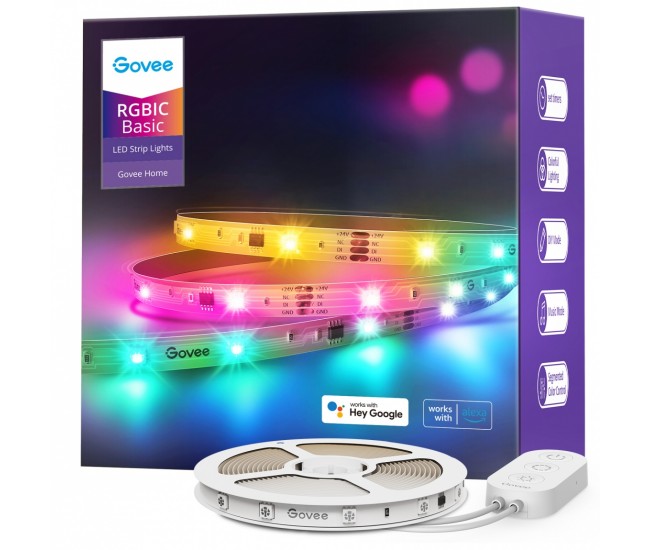 Banda LED Govee Basic H618C RGBIC, 10m, Sincronizare Muzica, Wifi si Bluetooth, Alexa , Google Asistant