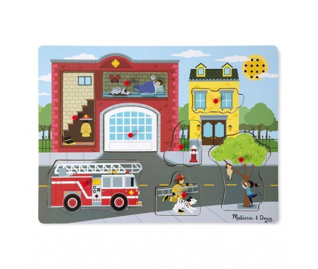 Puzzle cu sunete brigada de pompieri melissa and doug