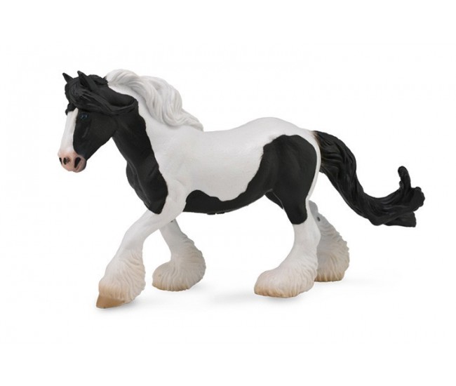 Figurina cal gypsy mare - alb si negru xl collecta