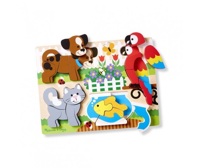 Puzzle din lemn cu piese mari prietenii mei - melissa & doug