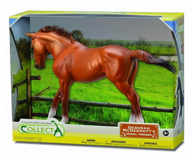 Figurina in cutie iapa thoroughbred chestnut pictata manual wb collecta