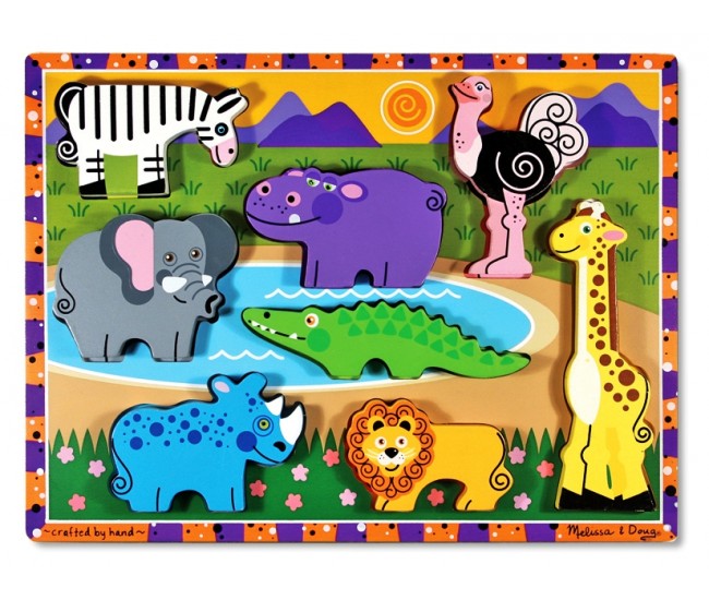 Puzzle lemn in relief safari melissa and doug