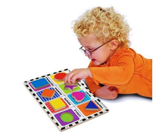 Puzzle lemn in relief forme geometrice melissa and doug