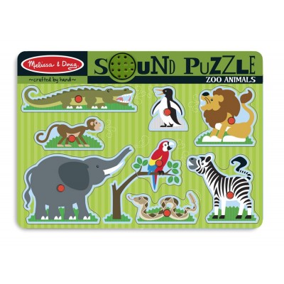 Melissa & doug - puzzle de lemn cu sunete animale de la zoo