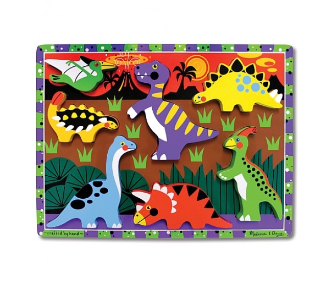 Puzzle lemn in relief dinozauri melissa and doug