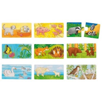 Set de 9 puzzleuri animalele si puii lor