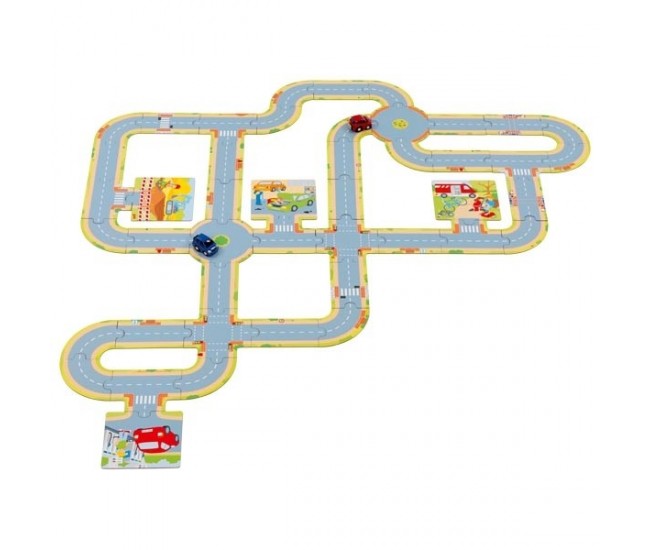 Circuit de podea cu 2 masinute die cast incluse