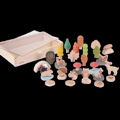 Set de 37 figurine din lemn pentru activitati educative padurea