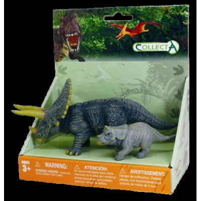 Set de 2 figurine pictate manual triceratops cu pui 89312