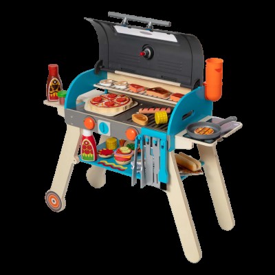 Set de joaca din lemn cu accesorii grill si pizza