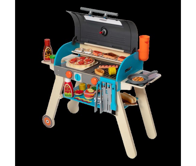 Set de joaca din lemn cu accesorii grill si pizza