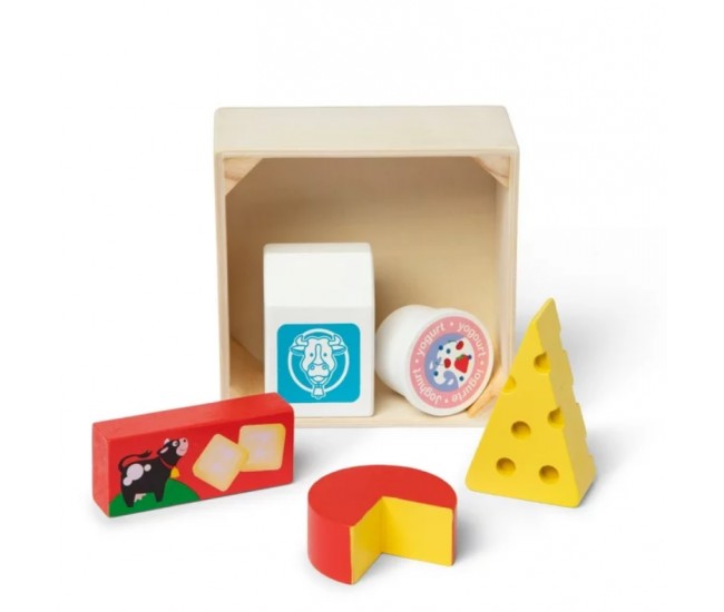 Set de joaca alimente lactate, din lemn, 5 piese, 2 ani+, melissa&doug 95207