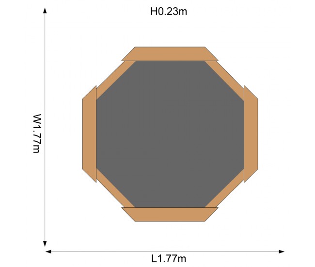 Cutie hexagonala din lemn pentru nisip giant 150x150 cm, cu bancute si prelata