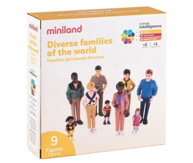 Set de 9 figurine familia - diversitate si integrare etnica, cu rol didactic