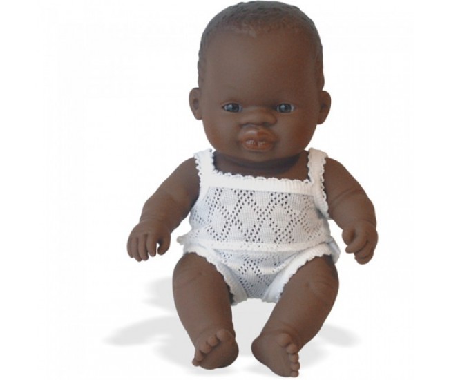 Papusa baby african fata miniland  21cm