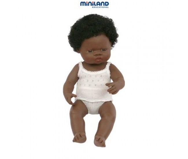 Papusa fetita africana miniland 38 cm