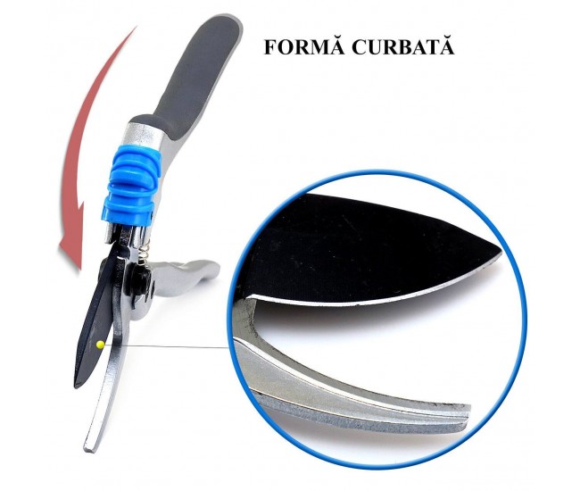 Foarfeca gradina, tip bypass, curbata, pentru trandafiri, pomi, vita de vie, 25.3 cm, Aquacraft