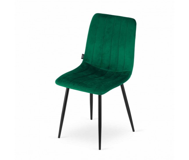 Scaun bucatarie/living, Artool, Lava, catifea, metal, verde si negru, 43x51x90 cm