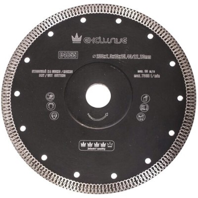 Disc diamantat turbo subtire, placi ceramice, taiere umeda si uscata, 200 mm/25.4 mm, Richmann Exclusive