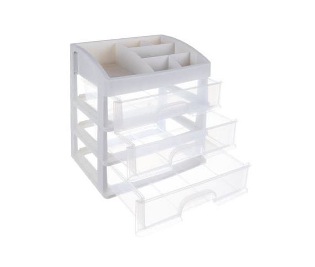 Organizator cosmetice, plastic, transparent, 23.5x6.5x27 cm, Isotrade