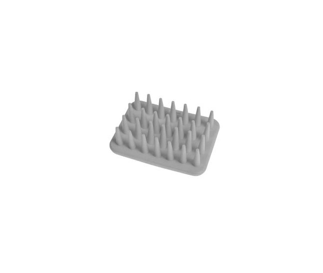 Perie hard pentru masaj si indepartarea parului de caine si pisica, plastic, gri, 90x64x38 mm