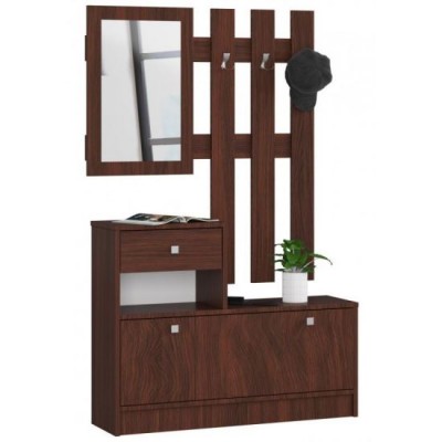 Set mobilier hol, placa laminata, cu pantofar, cuier, oglinda, wenge, 90x25x70/100 cm 