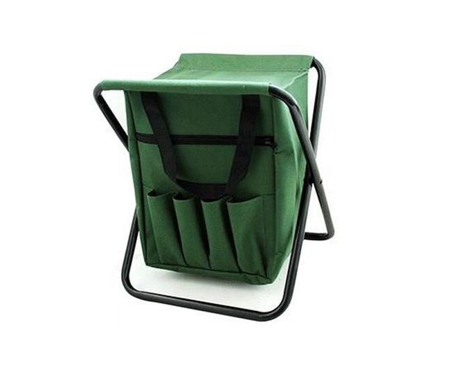 Scaun mini pliabil, gradina, camping, pescuit, cu geanta, verde, max 80 kg, 25x27x32 cm 