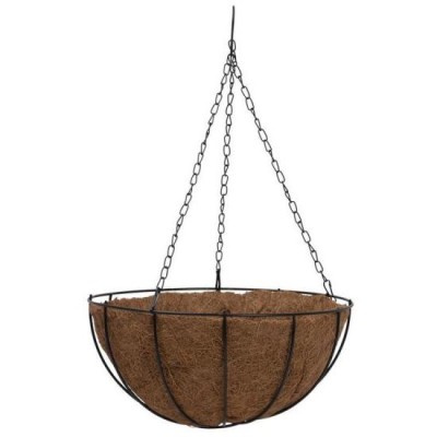 Ghiveci decorativ cu lant, rotund,​​​​​​​ nuca de cocos, 35x35x17 cm 