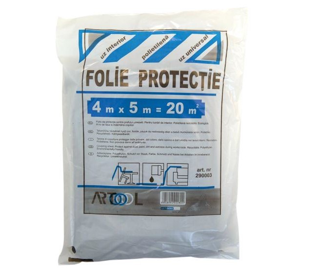 Folie acoperire/protectie 4x5 m, 20 mp, LDPE, 40 microni, ARTOOL