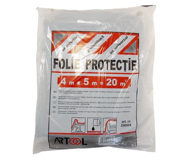 Folie acoperire/protectie 4x5 m, 20 mp, LDPE, 60 microni, ARTOOL