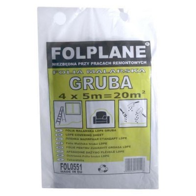 Folie pentru zugravit, LDPE, 4x5 m, 20mp, 20 microni 