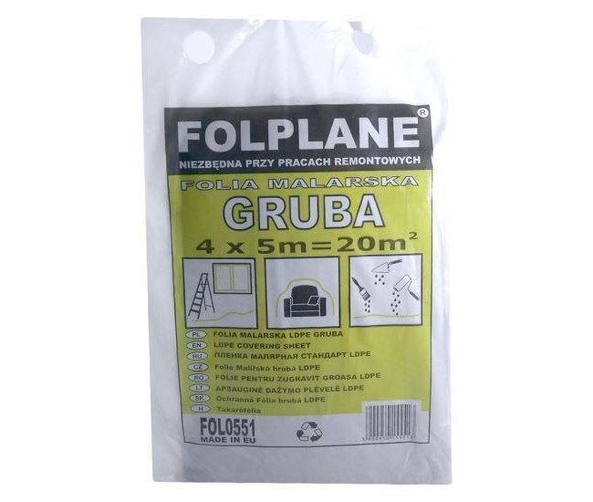 Folie pentru zugravit, LDPE, 4x5 m, 20mp, 20 microni 