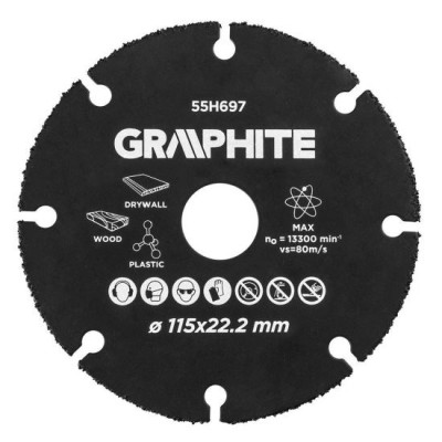 Disc debitat lemn, plastic, 115x22.2 mm, Graphite 