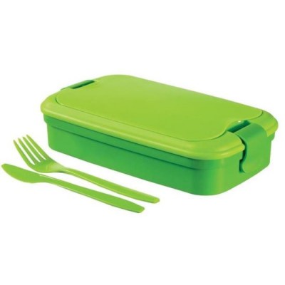 Cutie/caserola alimente, plastic, etansa, cu tacamuri, verde, 1.3 L, 23x13x7 cm, Curver