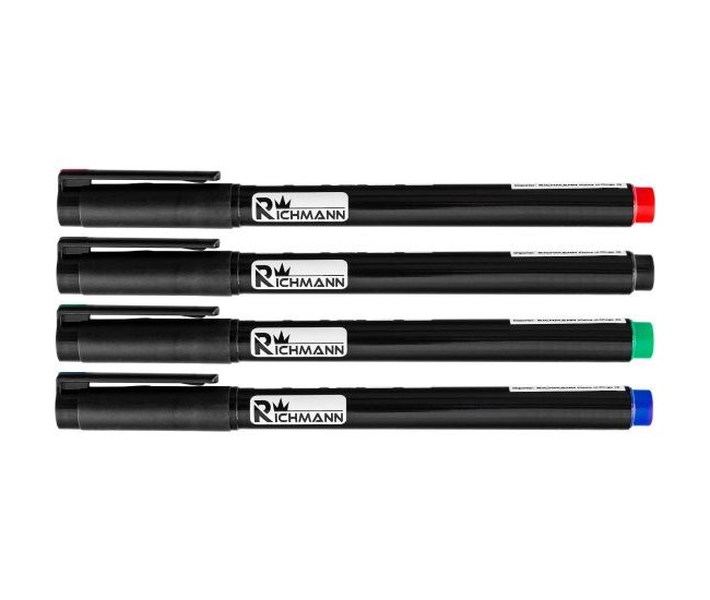 Marker permanent subtire, 4 culori, set 36 buc, Richmann