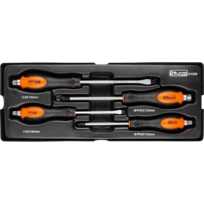 Set surubelnite de impact, late si cruce, sertar TIP A (385x150 mm) pentru dulap mobil, PH2-3, 6-8 mm, 125-150 mm, 4 buc, RICHMANN