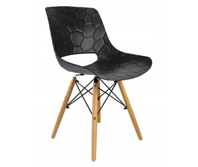 Scaun stil scandinav, PP, lemn, max 100 kg, negru, 45x55x78 cm, Lars