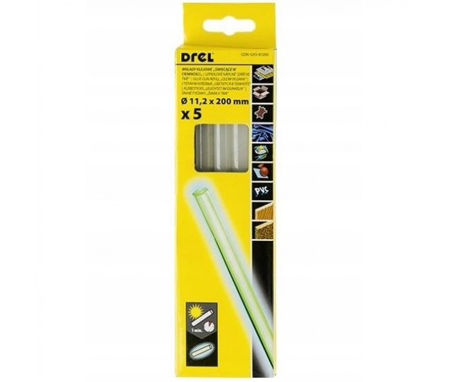 Baton silicon pentru pistol lipit, fluorescent, 5 buc, 11.2x200 mm