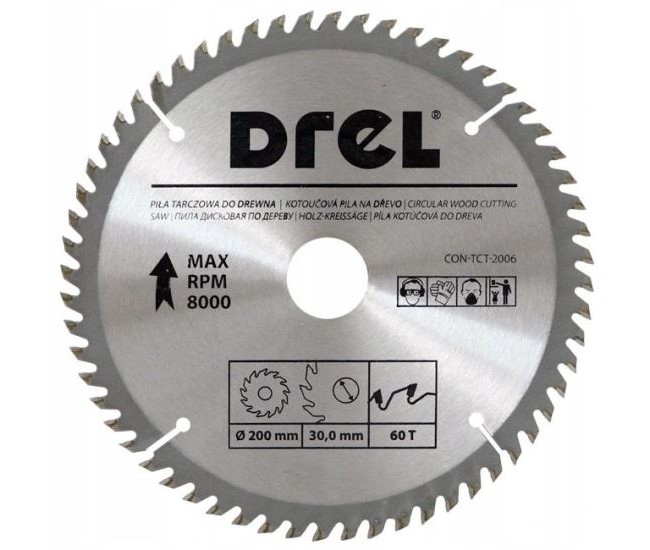 Disc circular vidia, 60 dinti, 200 mm, Drel