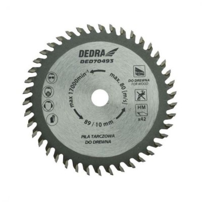 Disc circular vidia, pentru lemn, 42 dinti, 89 mm, Dedra