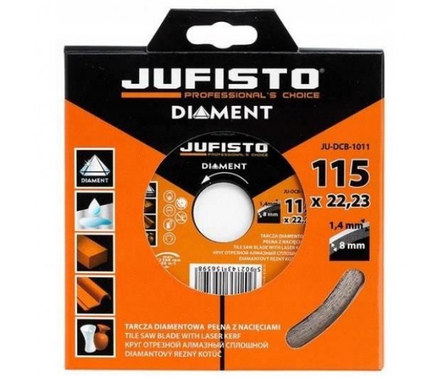 Disc diamantat continuu subtire, 115x1.4 mm, Jufisto 