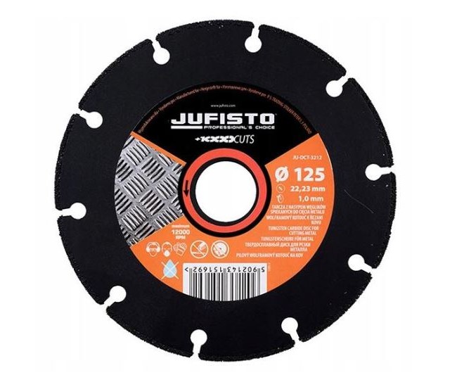 Disc diamantat segmentat, metal, taiere uscata, 125 mm/22.23 mm, Jufisto