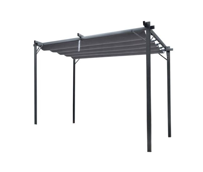 Pergola pentru gradina/terasa, retractabila, cadru metalic, gri, 3x4x2.3 m