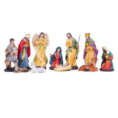 Decoratiune Craciun, polirasina, Nasterea lui Iisus, set 11 figurine,  12.7 cm, Magic Home 8091414