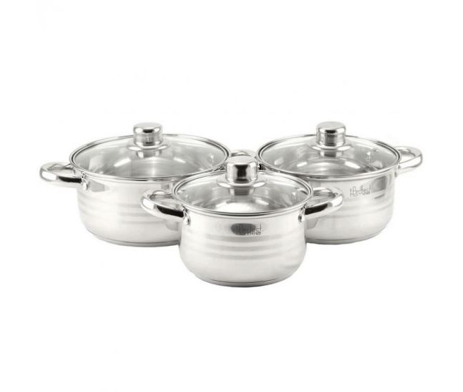 Set oale cu capac, inox, 6 piese, Perfect Home Diamond