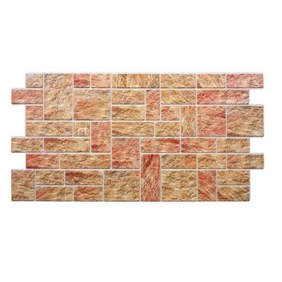 Panou decorativ, PVC, model piatra 3D, nuante maro rosiatic, 96x48.5 cm