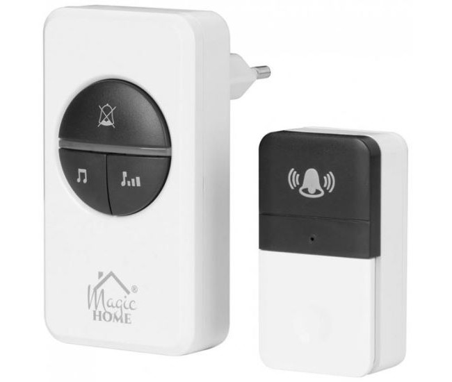 Sonerie wireless, Magic Home, 100 m, 16 tonuri, alimentare retea, alb, IP44