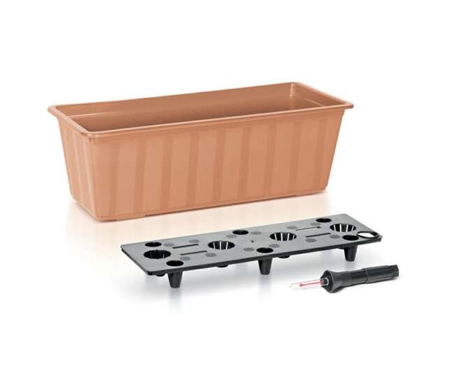 Jardiniera pentru flori cu sistem irigatie, 11 L, 60x18x14 cm, maro, Prosperplast