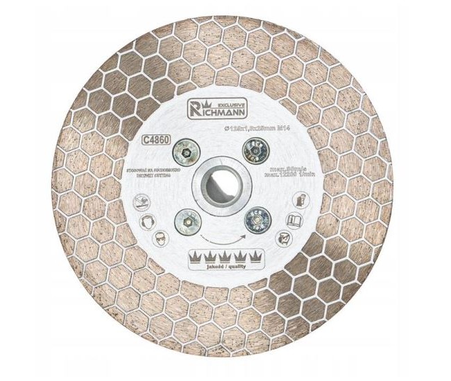 Disc diamantat 2 in 1, placi ceramice, taiere umeda si uscata, slefuire, M14, 125x25x1.6 mm, Richmann Exclusive